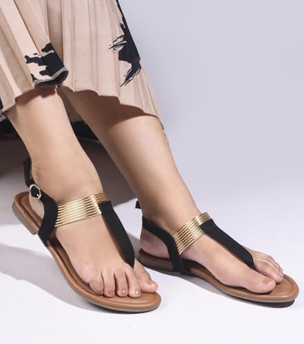 Image of SilverArrow womens Mcoom Flat Sandal | Fashion Sandal with Strap Buckle Closure|Suitable for Casual Outfit