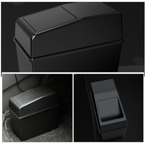 Bote de basura para coche de plástico negro resistente con tapa de ajuste preciso 3