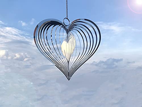 Lzaoa 3D Wind Spinners Outdoor Metal Decorations, Hanging Heart Stainless Steel Wind Spinners For Yard Art And Balcony Decor Garden Decorations, Kinetic Sculptures， Worth Gift Indoor Outdoor Garden #TOP4