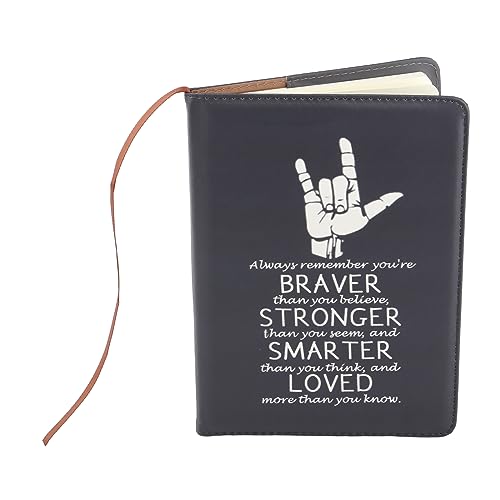 Carnet de notes ASL en cuir avec langue des signes I Love You pour interprète et sourds