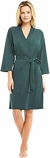 Womens Robes, 100% Cotton Lightweight Robes 3/4 Sleeves Kimono Knit Soft Loungewear Short Bathrobe