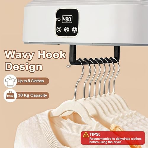 Image of Portable Electric Clothes Dryer with Foldable Garment Drying Bag, Digital Control Panel and Hanging Air Circulation Unit | Compact Towel and Clothing Drying Machine for Home and Travel