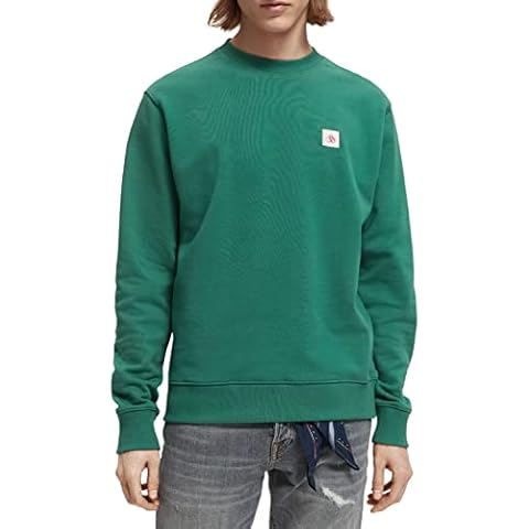 Scotch & Soda Men's Essentials Logo Crewneck Sweatshirt in Organic Cotton, Preppy Green 4859, S Cover