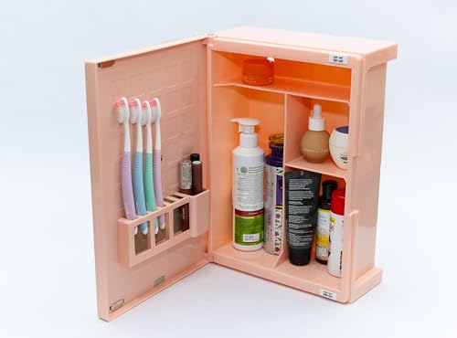 Image of zahab Premium Bathroom Cabinet Multipurpose Wall Mounted Storage Cabinet with Mirror, Prime Look Pink