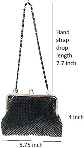 X-Small Women clutch metal mesh purse Hand carry chain for Cocktail Party Prom Wedding Banquet - Image 2