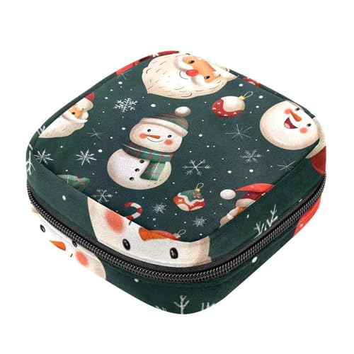 Sanitary Napkin Storage Bags, Cute Cartoon Merry Christmas Menstrual Pad Bag Oxford Cloth Menstrual Cup Pouches Nursing Pad Tampon Period Bags with Zipper for Teen Girls Women Ladies