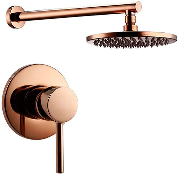 Système de douche robinet dérivation laiton massif or rose avec grand pommeau