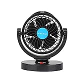 ventilador coche mechero Rotación de 360 °: mejora la circulación del aire y la calidad del aire, manteniéndote fresco y fresco desde todas las direcciones en vehículos automotrices.