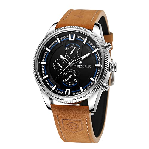 Montre automatique étanche au quotidien avec son bracelet en cuir marron