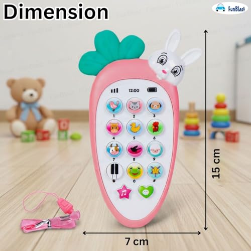 Image of FunBlast Cartoon Musical Mobile Phone for Kids, Mobile with Light & Sound Toys for Babies | Educational Toys for Kids 3+ Years /Boys /Girls-1 Unit (Radish-Pink)