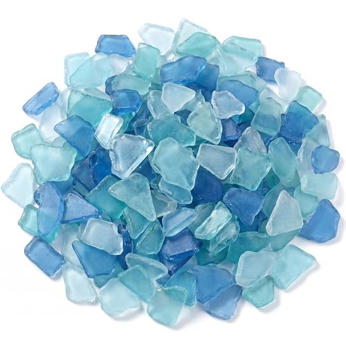 Jetec Sea Glass for Crafts Pieces Seaglass Decor Flat Frosted Sea Glass Ornaments Vase Filler Crushed for Beach Wedding Party Decor Home Aquarium DIY Craft Supplies,11 oz(Blue, White, Green)