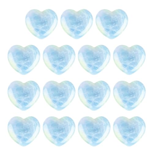 KRYMSON 15 piezas de cristales curativos, piedras del amor, piedras de corazón, cristales de palma, adornos de piedra para aliviar el estrés, yoga, etc.