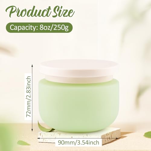 8 Pcs 8oz/250g Plastic Containers Empty Cosmetic Jars Wide Mouth Makeup Sample Storage Pot with Lid & Inner Liner for Lotion Cream Ointments Makeup Nails Paint Jewelry - Green2
