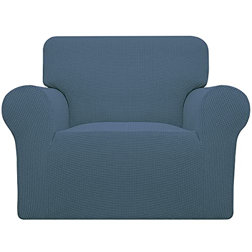 Image of Easy-Going Stretch Oversized Chair Sofa Slipcover 1-Piece Couch Sofa Cover Furniture Protector Soft with Elastic Bottom for Kids Spandex Jacquard Fabric Small Checks Bluestone