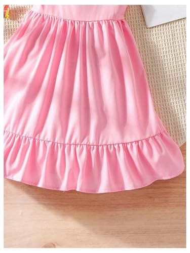 SOLY HUX Toddler Girl's Dress Ruffle Sleeve Square Neck Bow Summer Cute Swing Short Dresses4
