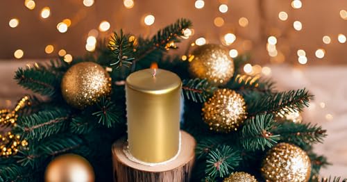 1 Gala Mythical Winter Stumpenkerze - Gold in Geschenkverpackung - 1...