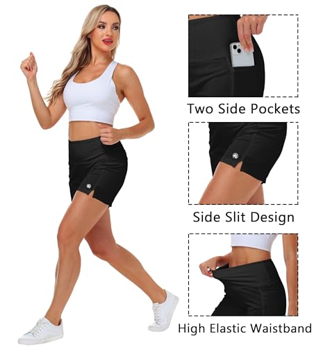 Image of AOBUTE Womens High Waist Swim Board Shorts with Pockets Quick Dry Bike Shorts