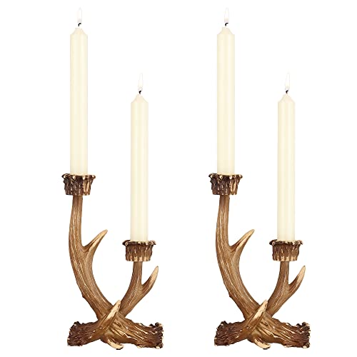 OLHAPZP Deer Antler Candle Holders, Rustic Candlestick Holders Farmhouse Decor Style for Wedding Centerpieces, Living Room, Bathroom, Dining Room(2 PCS)