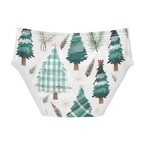 KLL Buffalo Plaid Christmas Trees Watercolor Toddler Boys Soft Underwear Breathable Children Panties2