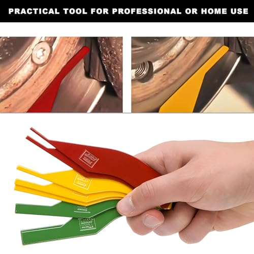 JNXIJ Brake Lining Thickness Gauge, 8-Piece Metal Brake Pad Measuring Tool with SAE & Metric Scales, Heavy Duty Color-Coded Feeler Gauge for Disc & Drum Brake Pads, Car Accessories - Thumbnail 6