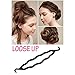 6Pcs Black Resin Double-end Hook Hair Bun Makers Foldable Anti-slip Hair Donut Shapers Hair Roll-up Updo Braiding Tools Insert Pads Holders for Women Girls Hair Styling