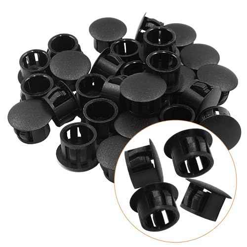 Image of Hitefu 30PCS Plastic Hole Plugs, 1 /2-Inch (13mm) Black Flush Type Panel Plugs for Furniture and Fencing Post, Ideal for Cabinet and Screw Hole Covering