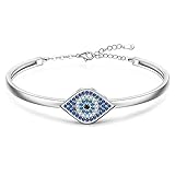 Picture of Fenthring Evil Eye Bracelet for Women Evil Eye Bangles Bracelets Sterling Silver 925 Blue Eyes Lucky Protection Spiritual Turkish Third Eyes Gifts