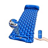 Inflatable Sleeping Pad with Pillow for Camping-Built in Foot Pump Fast Inflation-Ultralight Upgraded Durable Compact Sleeping Mat Moisture Proof Air Mattress for Backpacking,Hiking,Travel,Tent