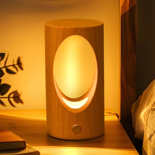Lámpara de mesa de noche infantil portátil de madera miniatura 4