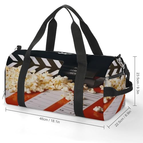 Gym Bag,Cinema Clapboard And Popcorn Gym Duffle Bag,sports Gym Bag,small Fitness Workout Sports Duffle Bag,gym Bag for Women And Men, style2