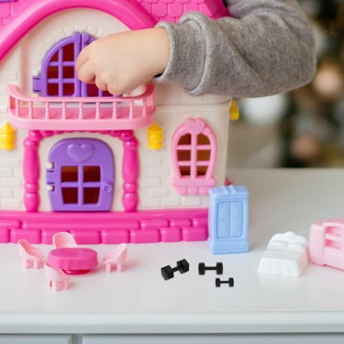Veemoon Dollhouse Dumbbells, 3Pcs Miniature Dollhouse Accessories Mini Crafts Weights Gym Sport Playset Mteal Model Furniture House Accessories for Fitness Micro Scenes