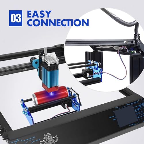 Twotrees 360° laserrotatieroller, roterende roller, lasergraveermachine, Y-as rotatieroller, voor het graveren van cilindrische objecten, 20-80 mm instelbare plaatsingsbreedte - Afbeelding 3