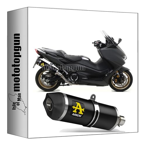 pot echappement approuve arrow race-tech en aluminium noir avec embout en carby compatible avec yamaha tmax t-max 560 2020 2021 mototopgun 73514akn