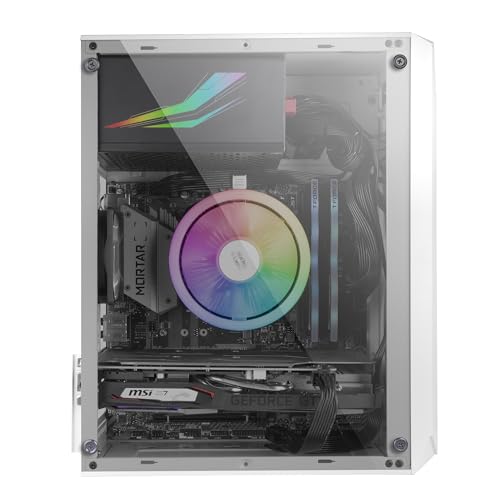 MC-S1 Bianco, Case PC Gaming Compatto Micro-ATX, Illuminazione ARGB 12 Modalità, Ventola FRGB, Finestra Laterale Completa - Case PC - Immagine 2