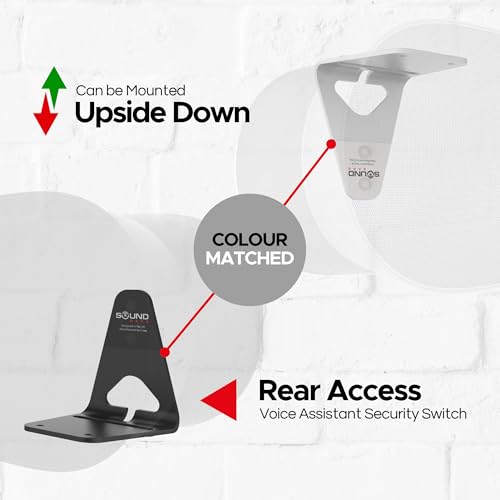 Image of Sound Bass ERA300 Wall Mount Bracket, Low Profile, Black, Single (1pc) | Compatible with Sonos ERA 300 Speaker, Complete with All Fixing Hardware