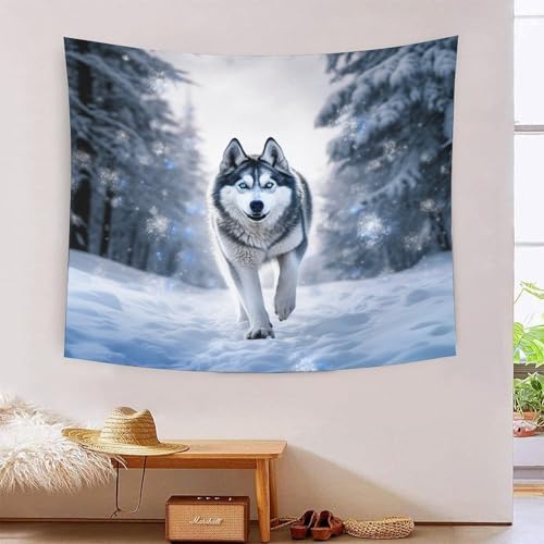Tapisserie murale husky 3D art mural en tissu pour salon 180x230cm