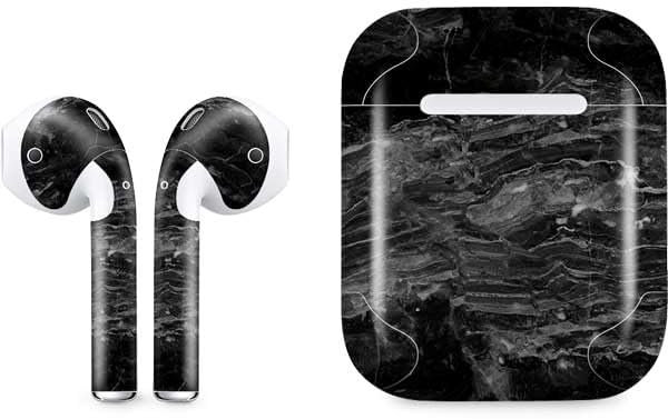 Skinit Decal Audio Skin Compatible with Apple AirPods - Black Marble Design