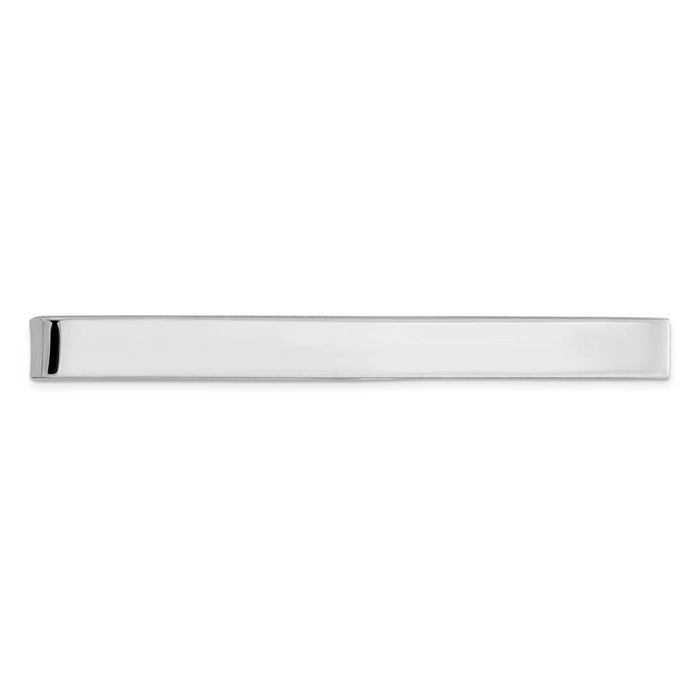 The Black Bow Rhodium Plated Sterling Silver Polished Tie Bar, 5 x 50mm