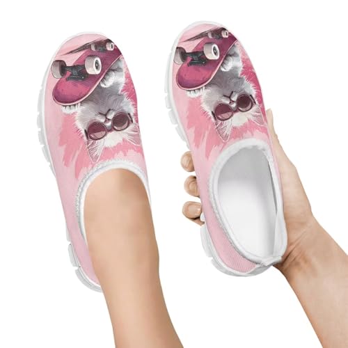 Big Kids Cute Slip-On Walking Sneakers Casual Tennis Loafers Shoes Breathable Workout Sneakers Lightweight Travel Shoes US Size 11-153