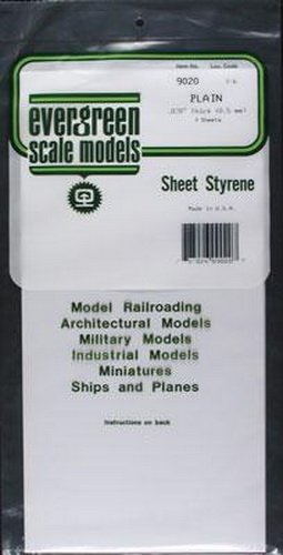 Evergreen Scale Models 9020 Styr sht pln 6x12x.020 3/