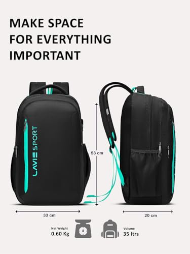 Image of Lavie Sport Maverick 35L Casual Backpack | Fits Upto 15 Inch Laptop Backpack | Laptop Compatiable | Rain cover | For Men & Women