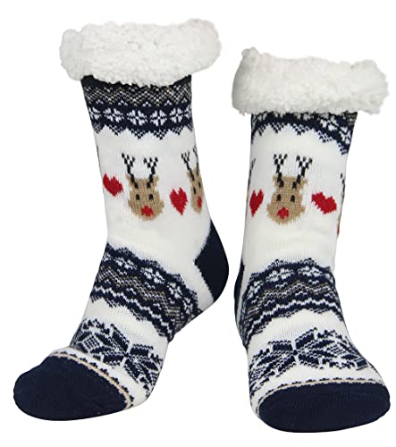 Image of Slipper Socks for Women with Gripper - Winter Non Slip Thick Fuzzy Socks - Warm Cozy Christmas Gift