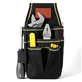 Guduling Clip on Tool Pouch,Black Belt Tool Pouch,Heavy-Duty Tools Pouches Organizer with Reinforced Compartments, Durable Side Pouches for Construction Technicians