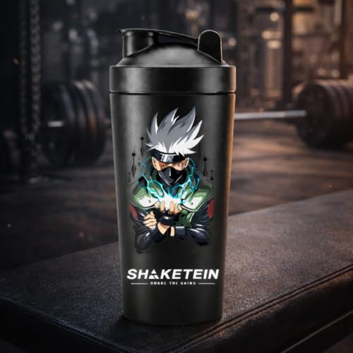 Image of Stainless Steel Gym Shaker Bottle 750ml | Leak Proof Protein Mixer Shaker | BPA Free | Metal Sports Water Bottle for Gym, Workout & Fitness (ka 01-BLACK)