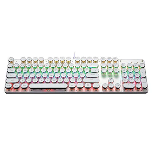 Preisvergleich Produktbild LDZ Galvanisiertes Punk-Grün-Achsen-Mechanik-Tastaturspiel RGB-Einsteckachse, Aluminiumblech, 9 Lichteffekte, Ergonomisches Schlüsseldesign,Weiß