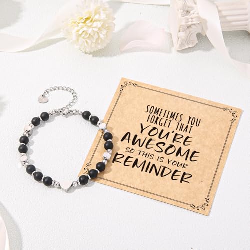 Image of Desimtion Healing Natural Stone Bracelets for Women Girls, Sometimes You Forget You're Awesome -Christmas Gifts for Women Teen Girls, Best Friend Birthday Gifts for Women Friendship Bracelets