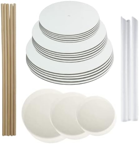 Little Ladle Cake Boards Kit - 10 Inch, 8 Inch, 6 Inch Cake Cardboard Rounds, Parchment Paper Rounds and Cake Dowels - Cake Board Tier Stacking Support - Cake Plates - 125 Pcs