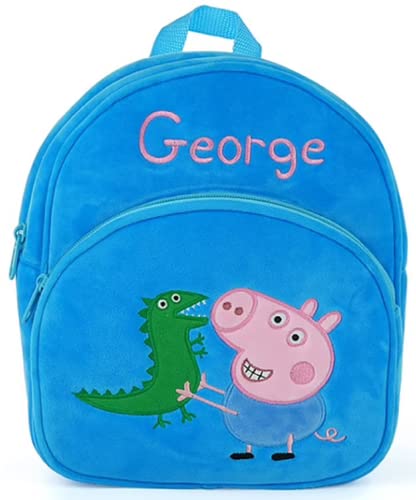 Image of blue tree Cute Boy's and Girl's Plush Bag Medium Quality Full Embroidery Designs Mini Travel Backpack Mango (Mango-George)