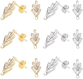 NBEADS 20 Pcs Earring Settings 304 Stainless Steel Ear Pin Ball Post Ear Stud Open Loop Components for Earring Making