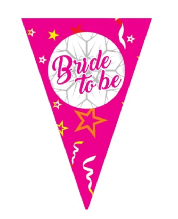 Bride To Be Üçgen Flama, Pembe Renk, 16x24 cm, Bekarlığa Veda Parti Süslemesi